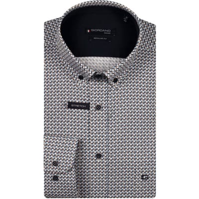 Giordano - Lange mouw overhemd - Heren - L - Blauw - Katoen - 527020