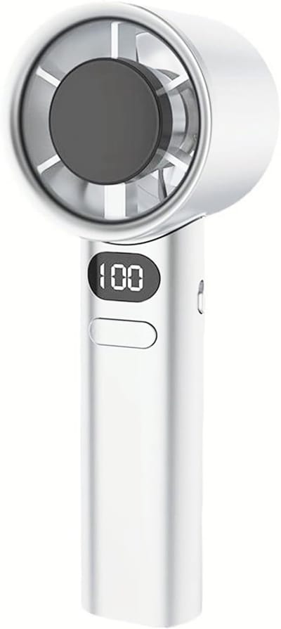Draagbare Handventilator 120‑Snelheden – 2000 mAh – LED Display – USB Oplaadbaar – Compact & Stil – Wit – Summer Essentials
