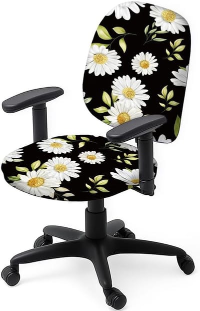 Set van 2 Stretch Stoelhoezen met Madeliefjes voor Bureau- en Computerstoelen, Perfecte Bescherming en Decoratie voor Kantoor en Thuisgebruik