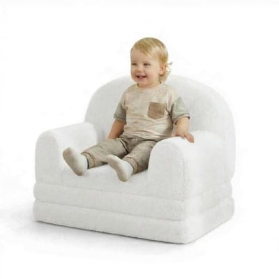Triumpunpre 2-in-1 Opvouwbare Kindersofa & Lounge Fauteuil - Zachte Teddyfleece Kinderstoel met Verwijderbare Hoes - Semi-Circulair Design - Inklapbare Kinderbank als Loungebank - Roze