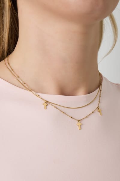 Goudlief Gelaagde kettingen Kruis Casual Dagelijks Eenvoudig Serie Dames sieraden - Roestvrij staal - Verkleurt niet