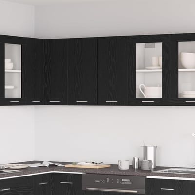 Hangkast Keuken - Muurkast Keukenkast - Keuken Organiseren - Strakke Lijnen - 60 x 31 x 60 cm - Zwart Eiken