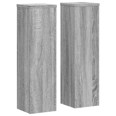 vidaXL - Plantenstandaards - 2 - st - 17x17x60 - cm - bewerkt - hout - grijs - sonoma