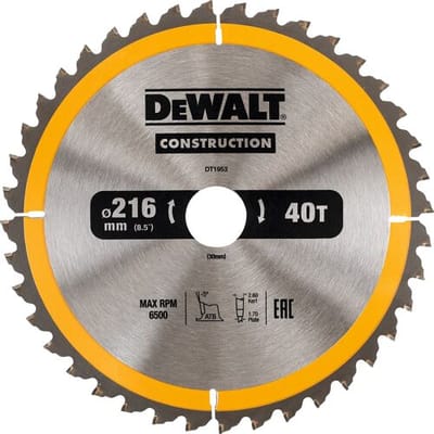 DeWalt DT1953-QZ Serie - Cirkelzaagblad - 216mm - 40 Tanden - Voor Hout en Composiet