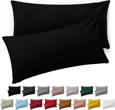 Blumtal Kussensloop Microvezel Kussenhoes 40 x 60 cm - Zwart - Met Rits - Set van 2