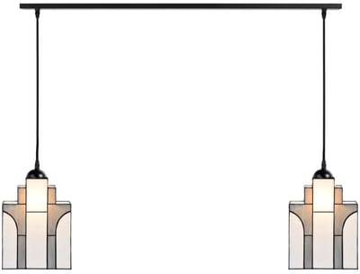 2 x Tiffany New York Sky Line lampen aan plafondbalk - Art Deco Trade