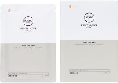 IONTO-COMED Sheet Face Mask revitaliserende Collageen en Tetrapeptiden Gezichtsmaskers - 3 stuks - Bio-Cellulose Tissue Masker Gezicht voor rijpere huid – Anti Aging Gezichtsverzorging - Versterkt, verjongt en verbetert de elasticiteit