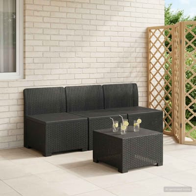 vidaXL - 3-Zits - Tuin - Sofa - Rottanlook - 3-zits - PP - Antraciet