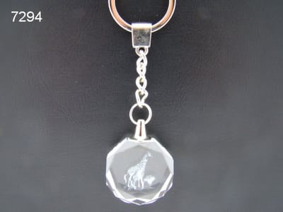 Sleutelhanger 3D Laser Gravure Giraffe – Glas – 2,5 cm – Met Geschenkdoosje