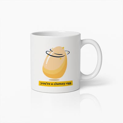 Grappige Ei Mok 330ml – Jij bent een Onhandig Ei Koffiebeker – Humoristisch Cadeau voor Vrienden en Collega’s