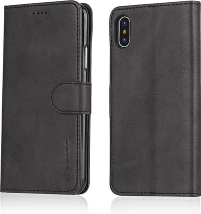 LC.IMEEKE Luxe Book Case - Geschikt voor iPhone X / Xs Hoesje - Zwart