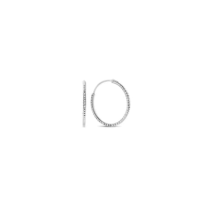 New Bling 9NB-0984 Zilveren Oorringen - Dames - Gediamanteerd - 12 mm Doorsnee - 1,2 mm Dikte - Rhodium - Zilver
