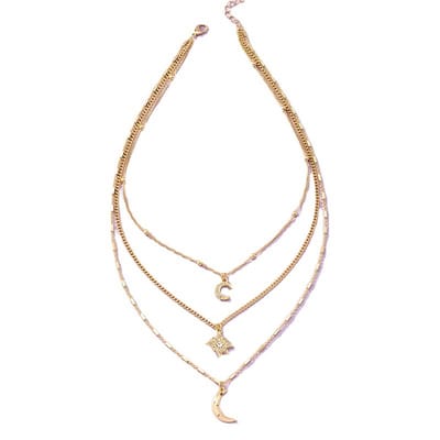 Jomide Ketting Boho Maan/Ster - Goudkleurig