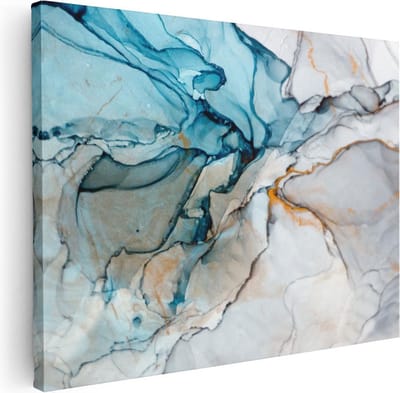 Artaza Canvas Schilderij Marmer Abstract - 40x30 cm - Klein - Wanddecoratie Woonkamer - Muurdecoratie Goud - Kamer Accessoires