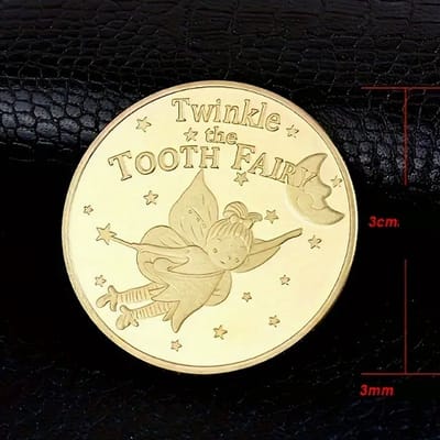 Allernieuwste.nl® Tandenfee Vlinder Herdenkingsmunt Verguld Cadeau - Een Leuk Geschenk Idee - Goud Verguld - Ø 30 mm %%