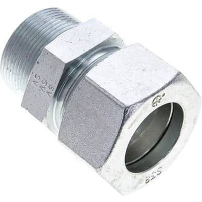1 1/2'' NPT Buitendraad x 38S Verzinkt Stalen Rechte Snijring Koppeling 315 Bar DIN 2353 - FL2S-MC-EZ-112N-38-S