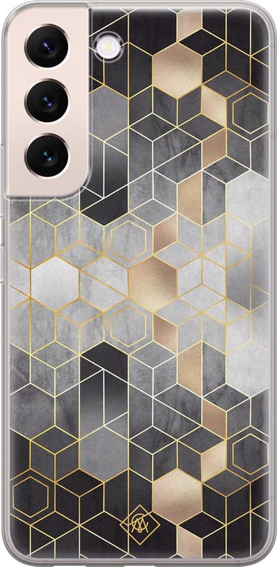 Casimoda® hoesje - Geschikt voor Samsung S22 Plus - Grey Cubes - Backcover - Siliconen/TPU - Grijs
