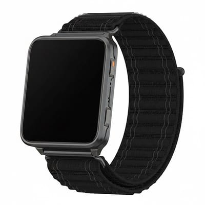 Nylon loop bandje - geschikt voor Garmin Venu X1 - klittenbandsluiting - Zwart