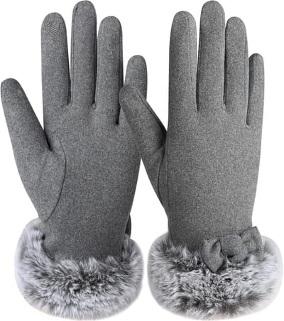 Vrouwelijke Winterhandschoenen - Gebreide Touchscreen Handschoenen met Winddichte Fleecevoering