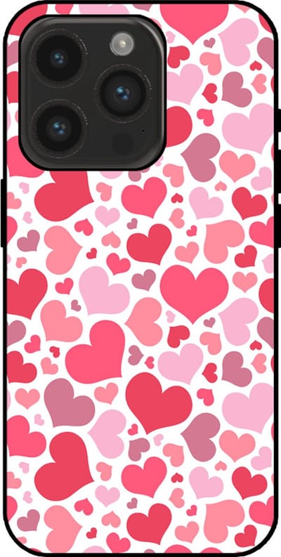 Smartphonica Telefoonhoesje Geschikt voor iPhone 14 Pro met Hartjes Print - Hearts Design TPU Backcover Case - Kinder Hoesje met Hartjes Design geschikt voor iPhone 14 Pro