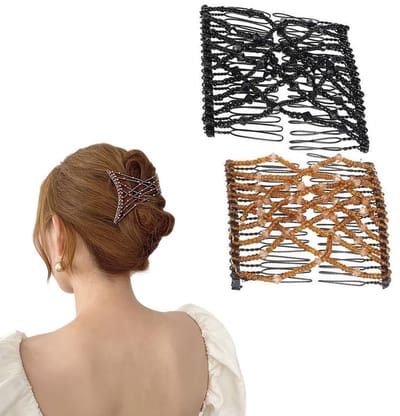 Dailygoods- Haarkam met parels - 2 stuks - Elastische Kammen - Haarspelden - Haaraccessoires Vrouwen - Praktische en Modieuze Accessoires - Haaraccessoire