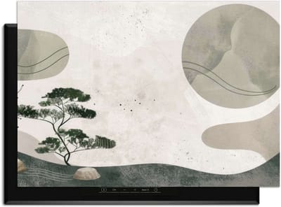 KitchenArt - Zen Pine - 83x51.5 cm - Kookplaat Beschermer - Luxe Afdekplaat Inductieplaat - Anti-slip & Oprolbaar - Beschermmat Inductiekookplaat