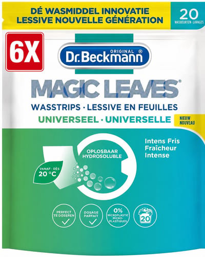 6 x Dr. Beckmann Magic Leaves Universeel - Wasstrips - Wasmiddeldoekjes