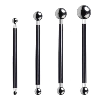 Zwart zilverkleurig boetseer gereedschap set 4 delig metalen bol tools klei en boetseer gereedschap voor modelleren en detailleren
