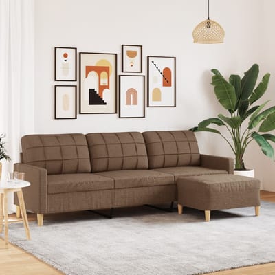 vidaXL - Driezitsbank - met - voetenbank - 210 - cm - stof - bruin