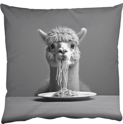 Sierkussens - Kussentjes Woonkamer - 50x50 cm - Alpaca - Pasta - Zwart - Wit - Grappig - Dieren