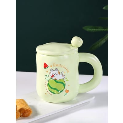 Schattige Cartoon Fruitbeker Hoge Waarde Mok Huishoudelijke Keramische Beker Creatieve Melkbeker Geschenkbeker Cadeau 420ML [Color Box]
