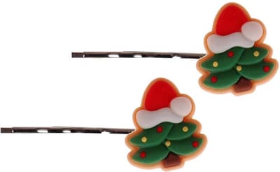 Schuifspeldjes Zilverkleurig Kerstthema - Kerstboom & Kerstmuts - Set 2 Stuks - 2,5cm
