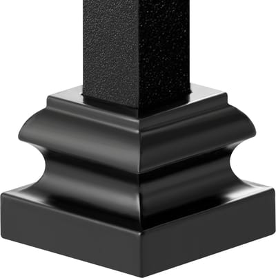 Trappenschoenen van aluminiumlegering - Plat met schroefgaten voor 1/2 inch vierkante metalen leuning, satijnzwart, 50 stuks