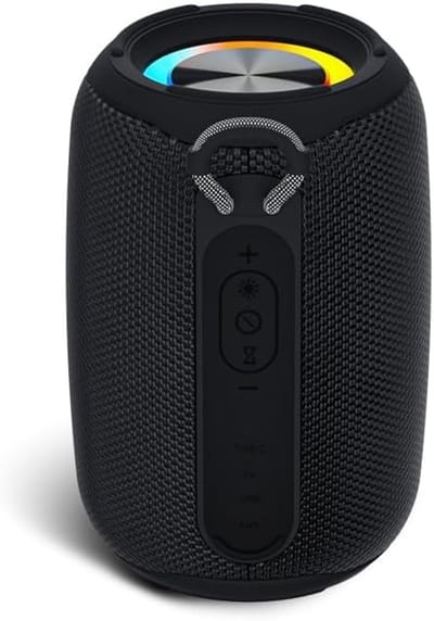 Mini Bluetooth Speaker - Waterdichte RGB Lichtshow Speaker - Compatibel met PC, Laptop en Smartphone - Draagbare Buitenspeaker - Feest- en Gaming Speaker - Voor Jongeren en Buitengebruik - RGB Speaker - Zwart - 1 Stuk
