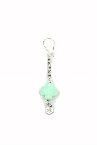 Heaven Eleven - oorbel - 925 zilver met mintgroene bloem
