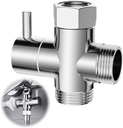 Drieweg kraan G1/2" voor douche en toilet, chroomafwerking, ideaal voor badkamer en keuken, multifunctioneel en duurzaam
