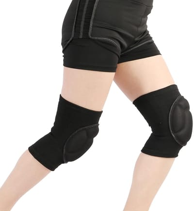Kniebeschermers voor volleybal - handbal - dagelijkse warmte - dans - yoga - fitness - ademende kniebeschermers met schokdemping - antislip grip - uniseks - 1 paar - zwart