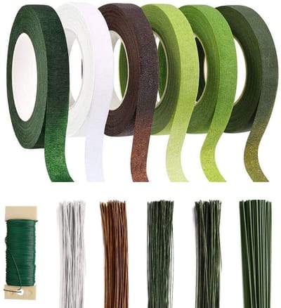 Set met 6 Rollen Bloementape en 220pcs Bloemstelen Draad (18/22/26 Gauge) voor Boeketten - Bloemverpakking en Creatieve Knutselprojecten