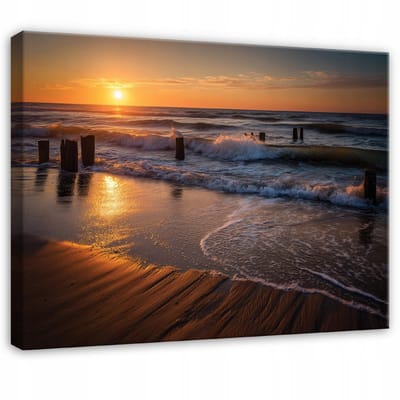 WALLARENA - Schilderij op canvas - 100x70 cm - strand zee en landschap - natuur wanddecoratie woonkamer en slaapkamer