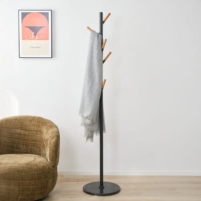 Staande kapstok Nacka kledingrek 172 cm zwart en houtkleurig [en.casa]