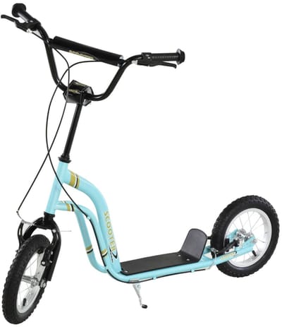 Kinderstep - Kinderstepjes met 12-inch luchtbanden en Handrem - Step - Stadsstep - Stuurhoogte: 85-95 cm - Speelgoed Jongens/Meisjes vanaf 5 jaar - Tieners & Volwassenen - Draagkracht tot 100 kg - Lichtblauw