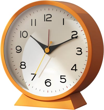 AHD® Wekker - Wekker Analoog - Wekker Analoog Zonder Tikgeluid - Oranje - 16cm x 11cm x 6cm