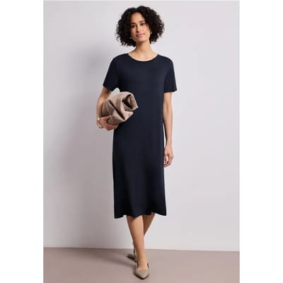 Midi-jurk met korte mouwen en splitdetail
