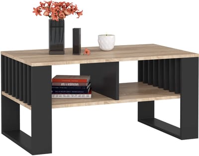 Salontafel Koffietafel ROCKFORD / Sonoma Eik - Zwart / 92x45x53 cm