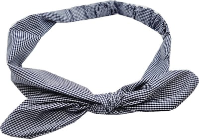 Haarsoires Haarband Knoop 6cm – Strikje met IJzerdraad – Ruitprint – Donkerblauw
