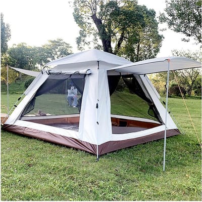 Rechtopstaande Tent - Familietent Kampeertent - Buiten Kamperen - Dubbele Deuren Ramen - 4 Personen - A