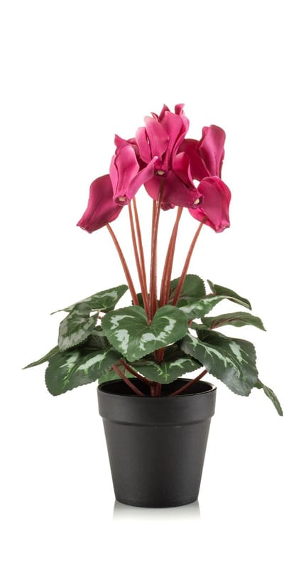Emerald - Kunstplant Cyclamen in pot 30cm felroze - Kunstplant voor binnen
