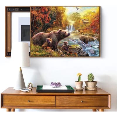 5D DIY Diamond schilderij  Bear Family In Fall  borduurwerk kruissteek Strass mozaïek schilderij 20X30CM black