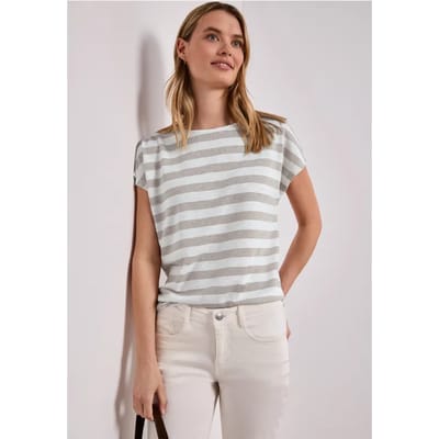 Shirt met hangende schouders, strepen en glitter