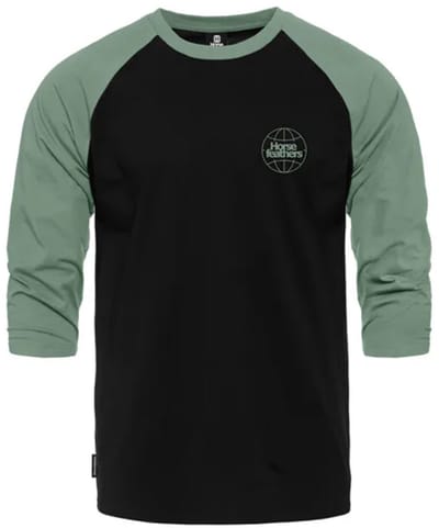 Horsefeathers Global Raglan T-shirt (zwart/ijsberggroen) - XL